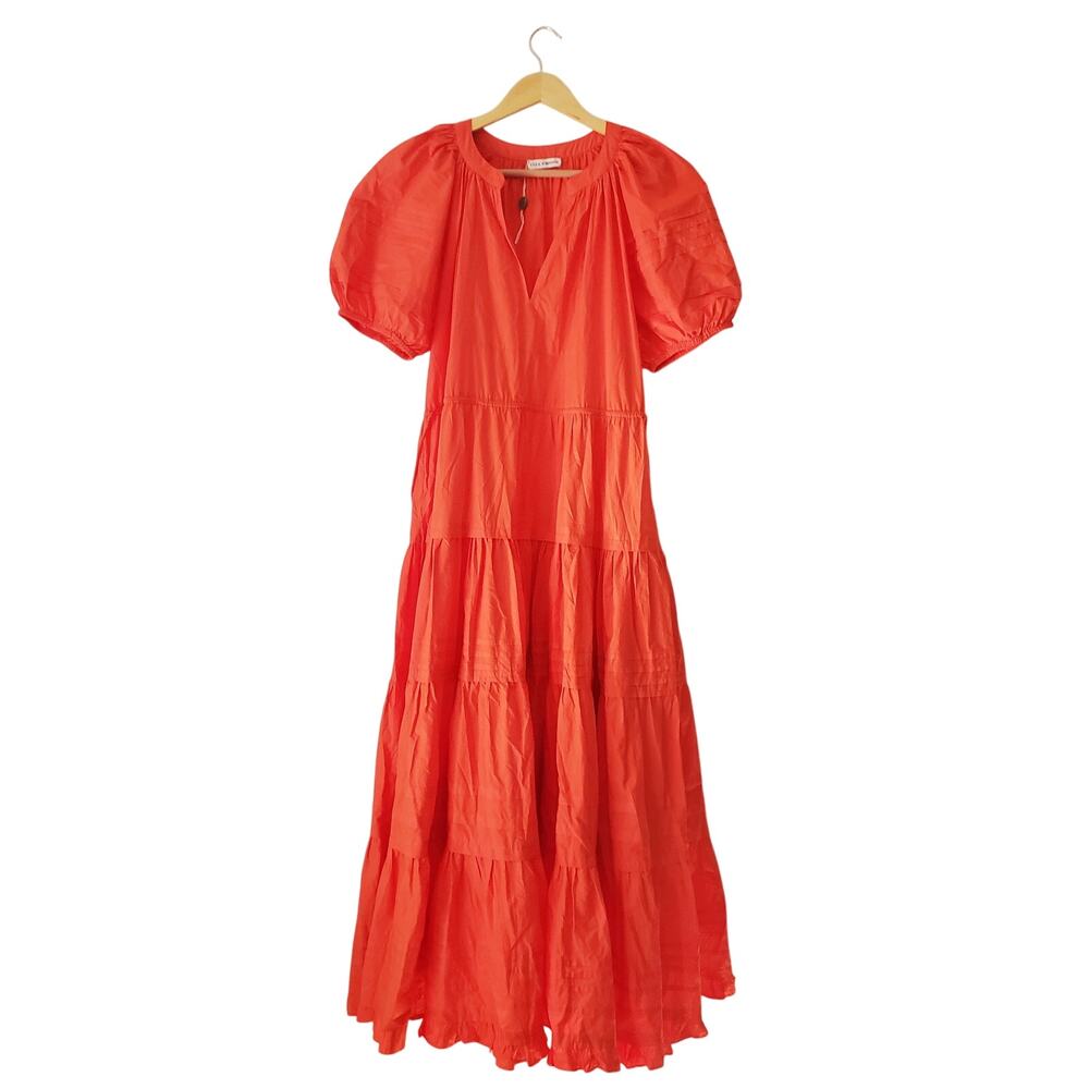 Ulla Johnson Claribel Midi Dress Poppy Orange Cot… - image 1